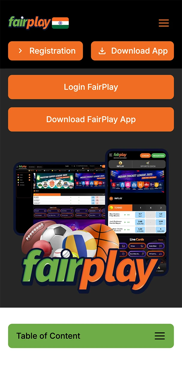 Select the button to launch the form to log in to your personal account on the FairPlay website.