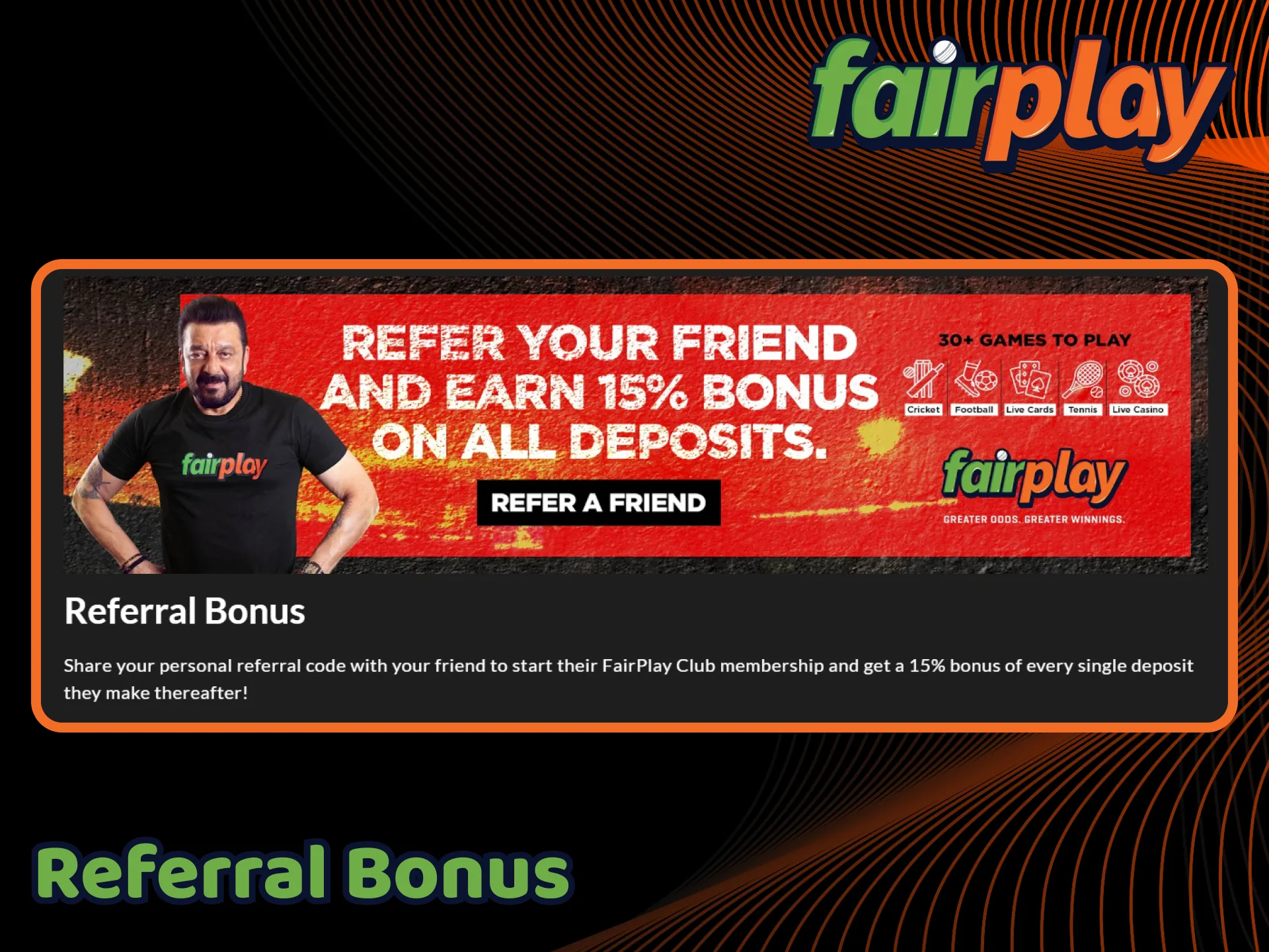 Refer your friends to receive bonuses on the FairPlay platform.