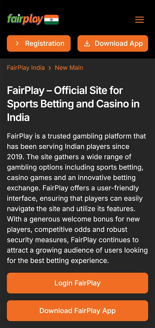 Select the orange button to go to the FairPlay website and start instant registration.
