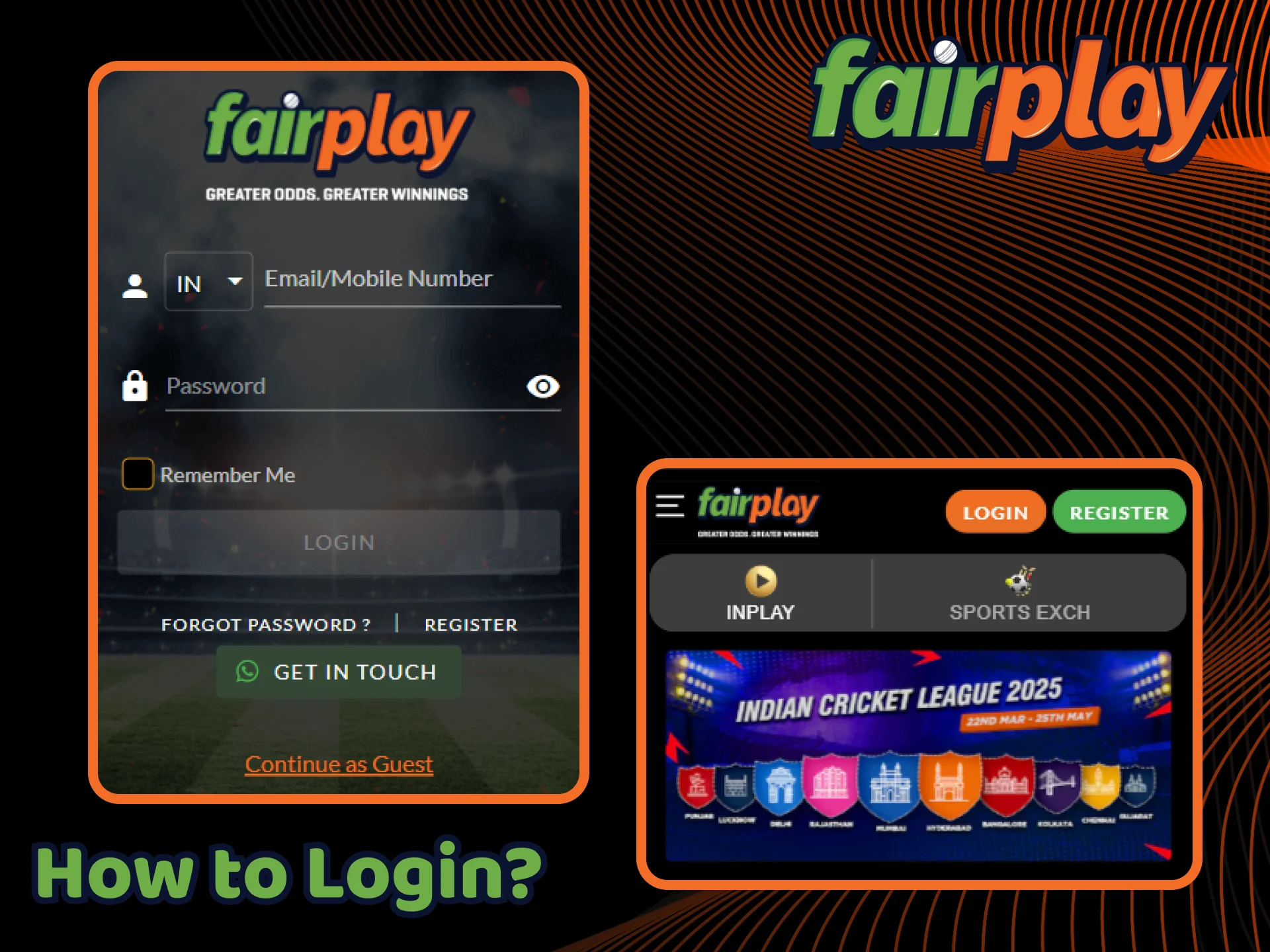 Find out how to log in to the created FairPlay account.