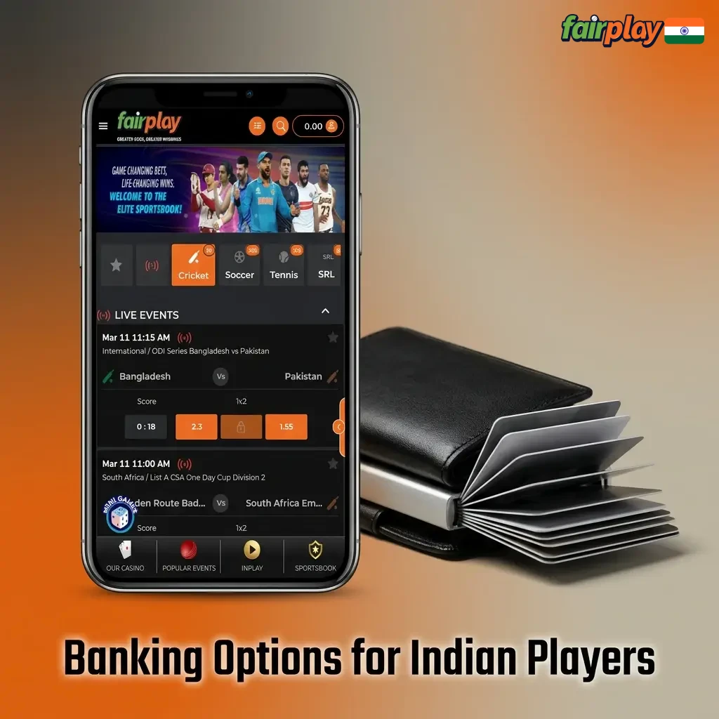 Fairplay banking options for Indian players, including UPI, Paytm, PhonePe, Google Pay, and Bank Transfers.